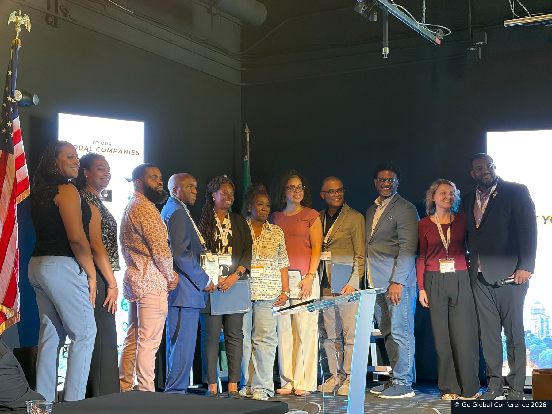The closing reception community on stage · GGC 2026